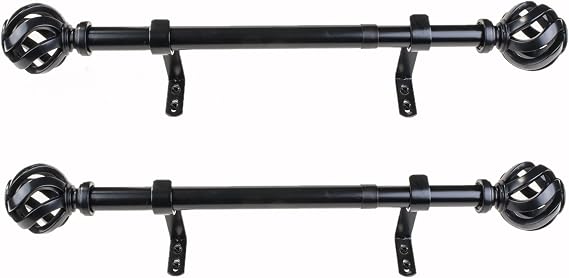 Decopolitan Curtain Rod, Black, 30.5-50.8 cm