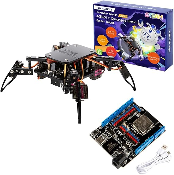 STEM Robot Science Kit and ESP32 Development Board Set Compatible with Arduino, Spider Robot Building Kit, App Remote Control, Fun Educational Toy for 12+ Teens & Adults Unique Gift
