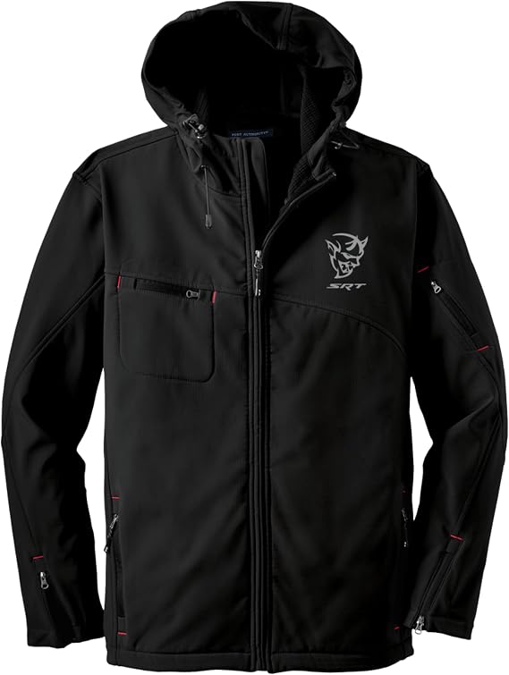 Dodge Demon Hooded Soft Shell Jacket Water Resistant, Breathable, Embroidered in Detroit by DSC