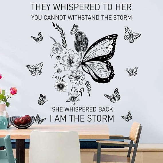 Inspirational Wall Art Positive Quotes Wall Decor Motivational Wall Decals Saying Quotes Wall Stickers Peel and Sticker Wall Decoration Flower Vine Butterfly Wall Sticker for Bedroom Living Room Home Office.