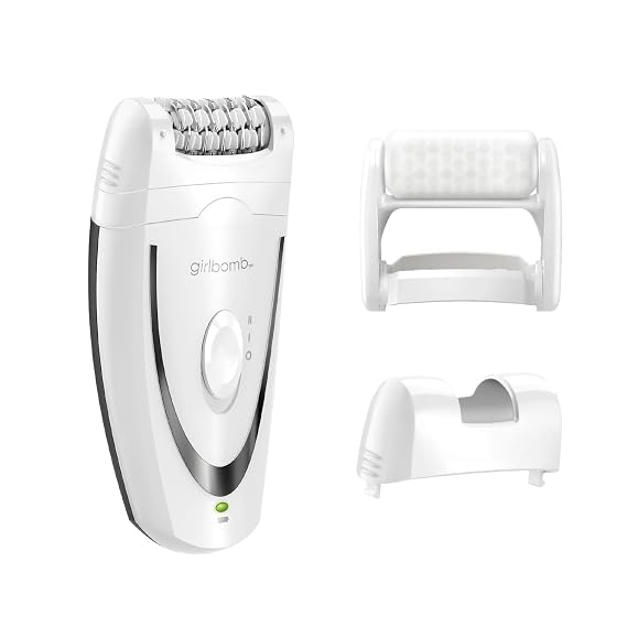 Conair GIRLBOMB Epilator with Ice Roller for Smooth and Soft Skin, Hair Removal Device, Epilator for Women, Womens Shaver & Trimmer, 3-Piece Kit with Ice Roller Attachment, Cordless/Rechargeable