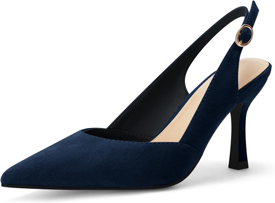 Rilista Women's Slingback Kitten Heels Closed Pointed Toe Backless Wedding Party Dress Pumps Shoes