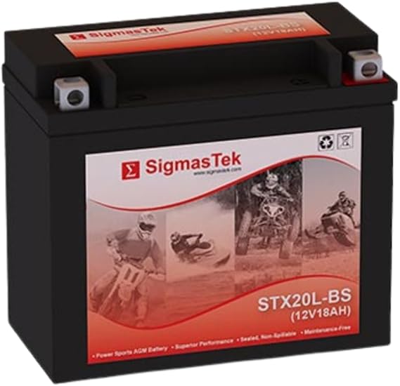 Genuine SigmasTek STX20L-BS Sealed Lead Acid AGM Motorcycle Battery, 270CCA