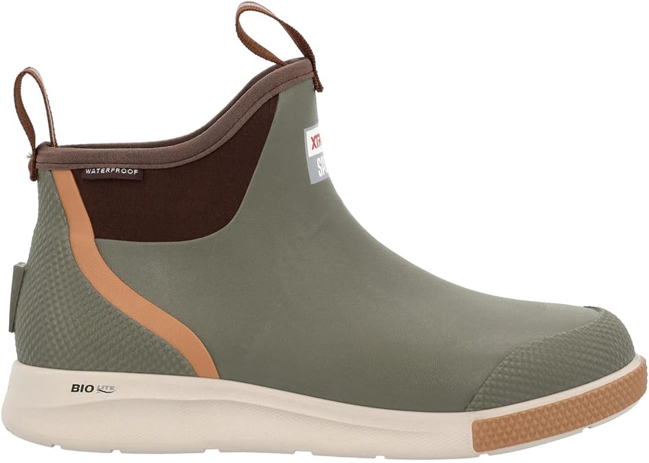 XTRATUF 6 Mens Ankle Deck Boot Sport - 30% Lighter, 100% Waterproof Rubber Fishing Footwear - Non-Marking, Slip-Resistant Outsole - Moisture-Wicking Liner