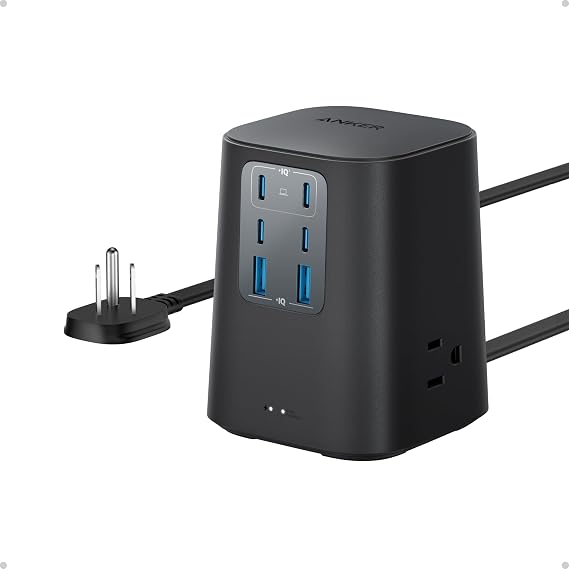 Anker Desktop Charger, 9-in-1 Power Strip with 300J Surge Protector, 100W