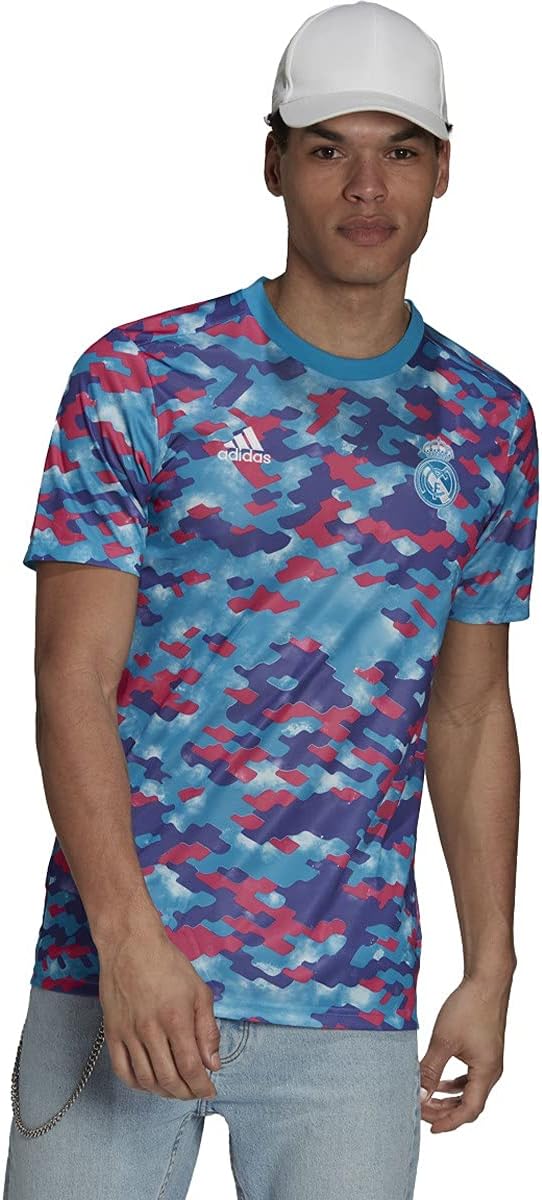 adidas Men's 2021-22 Real Madrid Pre-Match Jersey (Pink/Purple/Shock Cyan, X-Large)
