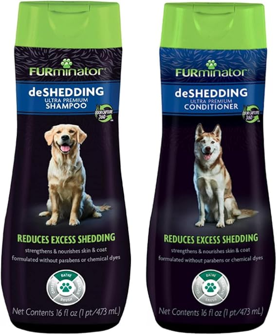 Furminator Deshedding Ultra Premium Shampoo & Conditioner Bundle. 16oz.