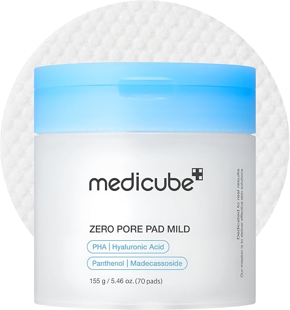 medicube Zero Pore Gentle Calming toner pedleri, peeling için. Gözenekleri en aza indirmek ve siyah noktaları gidermek için Pha ideal 2.0 yumuşak ped (70 birim)
