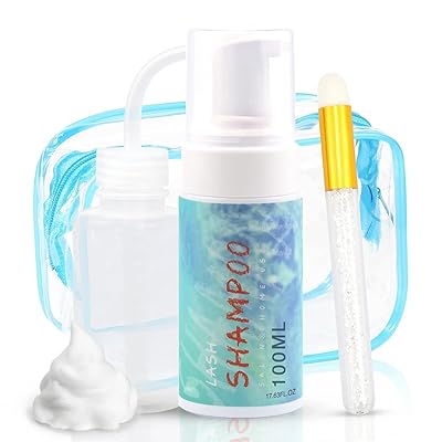 Obeyalash 100ml Lash Shampoo for Lash Extensions,Lash Extension Cleaner,Eyelash Shampoo Eyelash Extension Cleanser for Extensions Lash Cleaning Kit For Salon Home Use Rinse Bottle&Brush 100ml