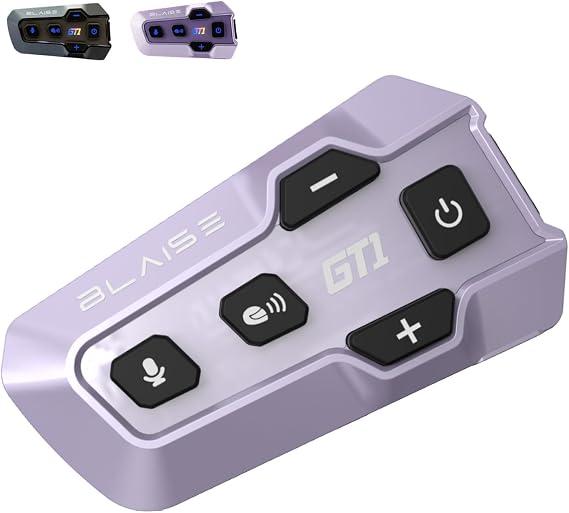 Blaise GT1 Motorcycle Helmet Bluetooth Headset Intercom 2 Riders Music Share Helmet Communication System IPX6 Waterproof (Upgraded-Violet)