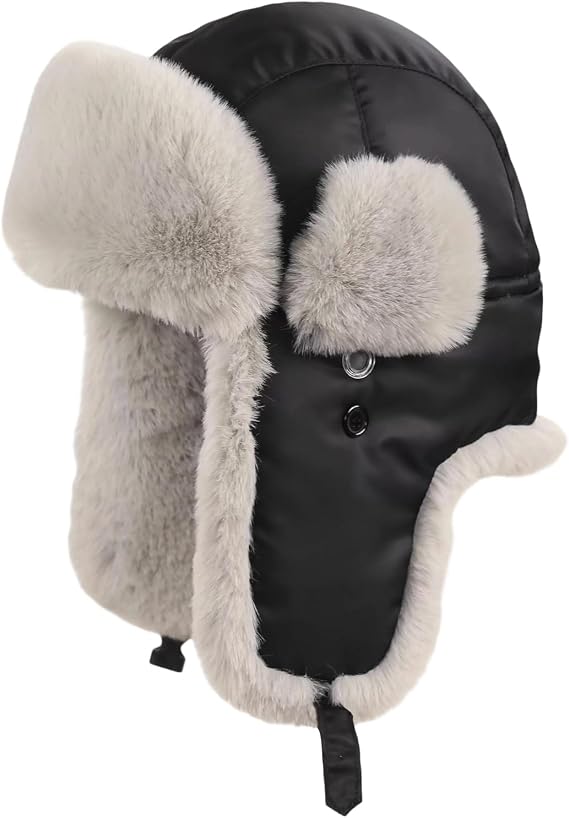 Unisex Trapper Hat with Chin Strap, Faux Fur Ushanka Winter Russian Hat