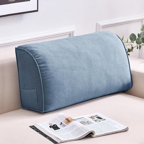 Decorative Sofa Pillow Couch Back Cushion Backrest Pillow with Removable Pillowcase for Living Room Headboard Reading Pillow for Bed - Blue