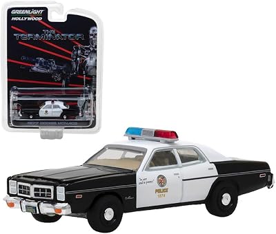 Greenlight 1977 Dodge Monaco Metropolitan Police, The Terminator 44790C - 164 Scale Diecast Model Toy Car