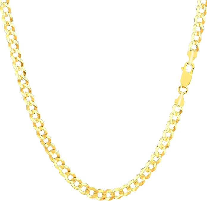 Jewelry Affairs 14K Yellow Gold Filled Solid Curb Chain Necklace, 4mm