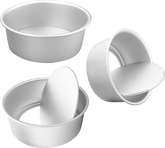 3 Pcs 8 Inch Round Cake Tin with Removable Bottom