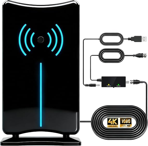 Outdoor Digital Antenna for Smart TV,HDTV Antenna for All TVs | Supports 4k 1080p Indoor Antenna/Outdoor Antenna With Amplified,Long Range Reception,16.4FT Antennas for Tvs Without Cable