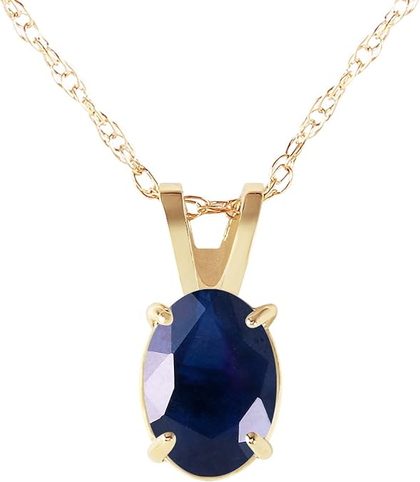 Galaxy Gold 14K Solid Gold Lab Grown Sapphire Pendant Necklace for Women - Yellow Gold Fine Jewelry