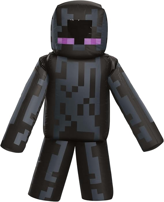 Enderman Costume, Inflatable Minecraft Costumes for Kids, Child Size Fan Operated Expandable Blow Up Suit Black