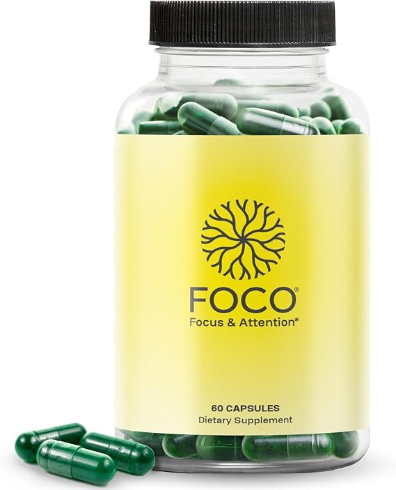 Think FOCO Capsules (13+) Natural Focus Supplement for Teens & Adults - Brain Nootropic for Concentration, Memory, Mental Clarity, Cognitive Enhancement Vitamins - Attention Supplements - 60 Capsules