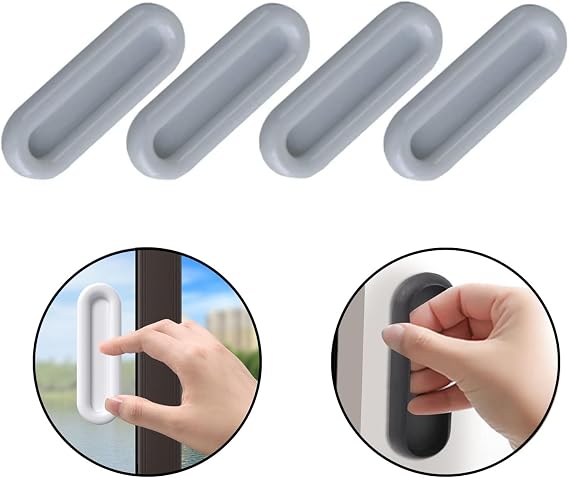 Microcase Plastik Sürgülü Kapı Çekmece Pencere Sineklik vb. için Yapışkanlı Kol Tutacağı -AL4757 4 Adet (Gri)