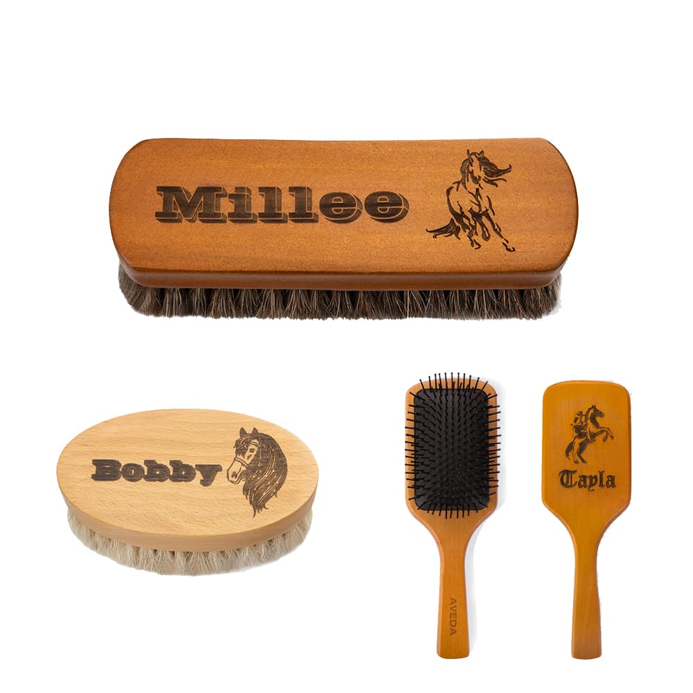 Custom Engraved Name Pattern Horse Brush For Grooming 3 Styles Gifts For Horse Lovers