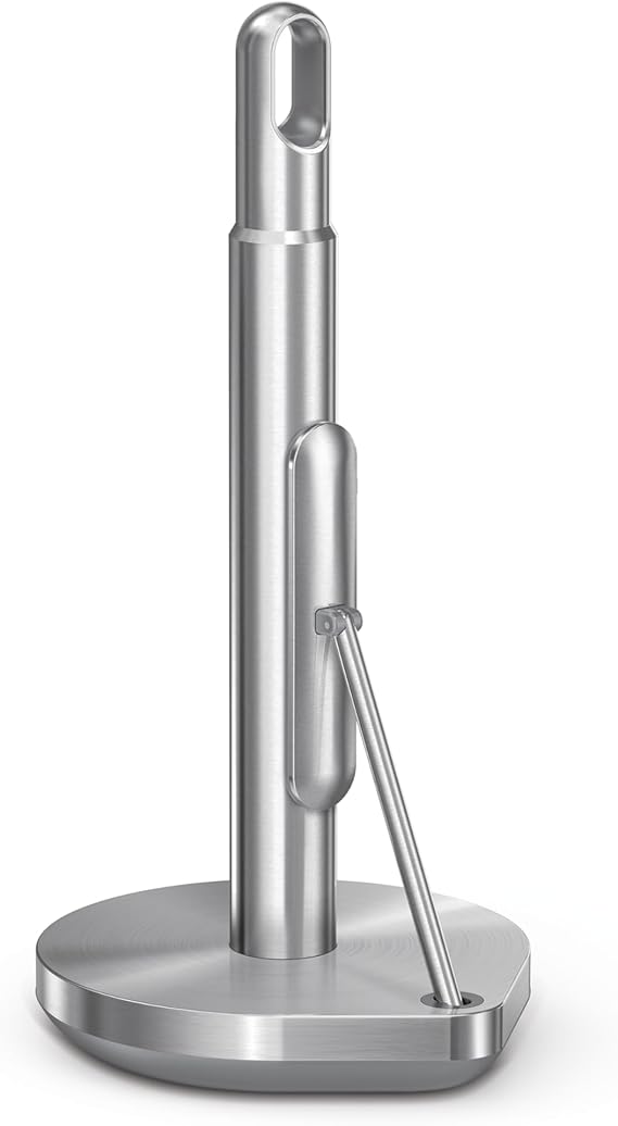 simplehuman KT1203 Tension Arm Kitchen Roll Holder Standing Paper Roll Holder Brushed Steel