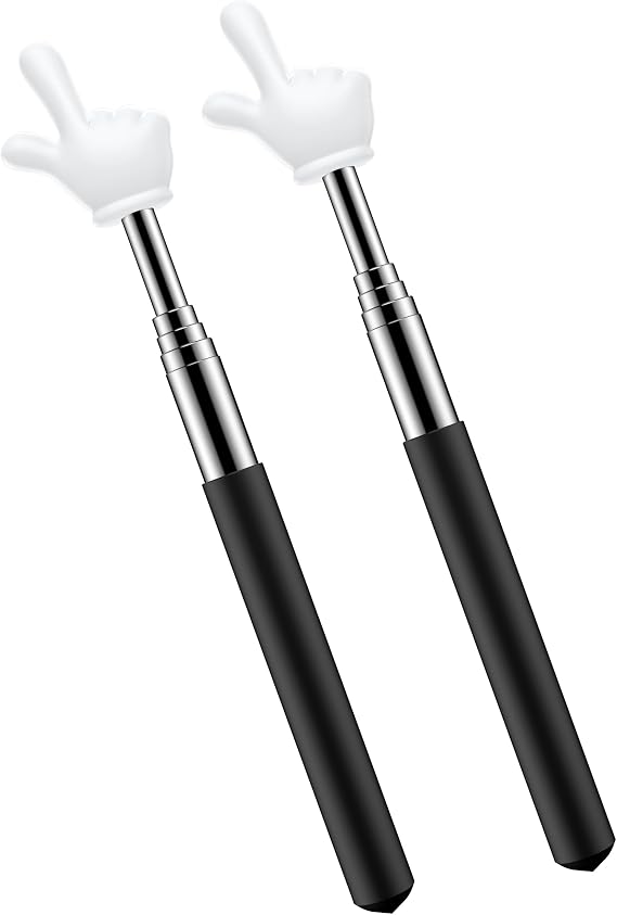 2Pcs Telescopic Teacher Pointer, Extendable Handheld Pointer Finger Pointer Stick, Mini Classroom Pointer for Elementary School Kindergarten Teacher, Classroom Supplies (Black)