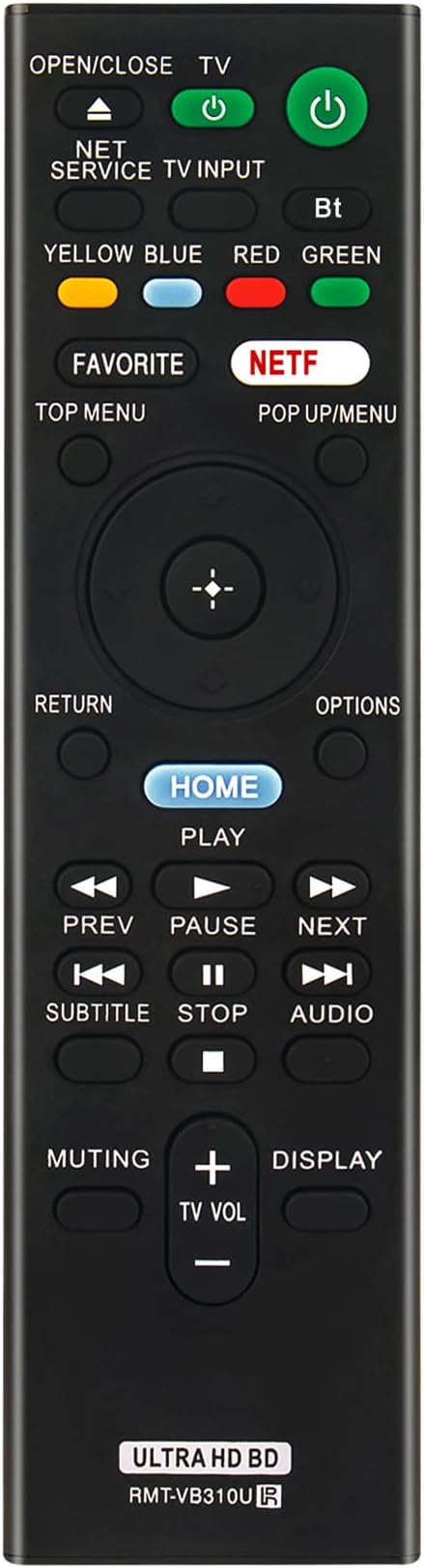 RMT-VB310U Replace Remote Control Applicable for Sony 4K UHD Blu-ray Player | UBP-UX80 UBP-X800 UBP-X800B UBP-X1000ES UBP-X800M2 UBPUX80 UBPX800 UBPX800B UBPX1000ES UBPX800M2
