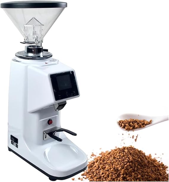 Automatic Coffee Grinder for Coffee, 19 Grain Customizable, Commercial and Home Spice Sprayer Machine with Digital Display, White-500 ml