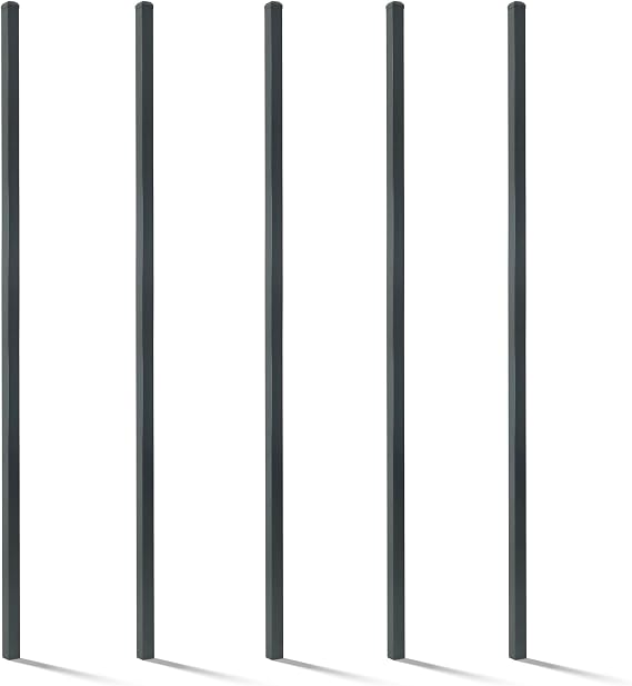 Fencer Wire Heavy Duty 8FT Outdoor Steel Fencing Border Post, 16 Gauge Anti-Rust Metal Fence Post, 2 Diameter Decorative Garden Fence Post, Pack of 5