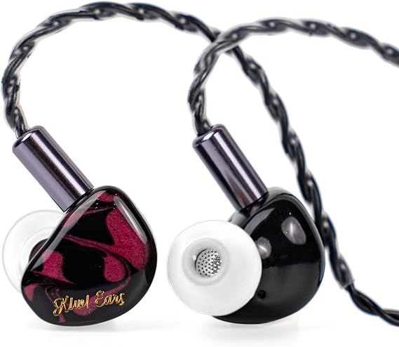 Kiwi Ears Cadenza in Ear Monitor, 10mm Beryllium Dynamic Driver IEM Earphones, HiFi Studio Wired Earbuds with 3D Printed Cavity, Detachable 2Pin 3.5mm IEM Cable for Audiophile (Red)