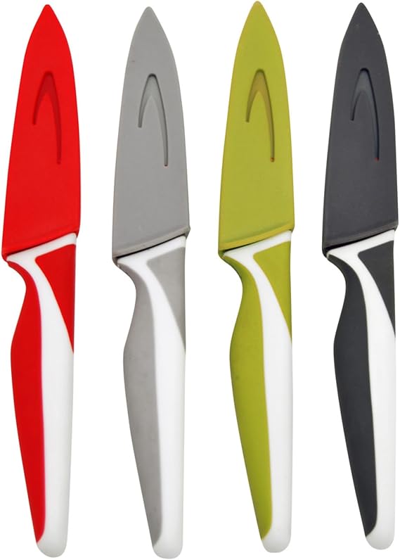 Starfrit Gourmet Paring Knife Set, 4-Pack, Stainless Steel, Blade Covers