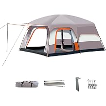 Family Camping Tent Spacious Two-Room Layout Quick Setup for 8-12 People Picnics and Family Gatherings