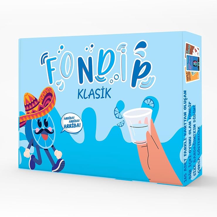 Fondip Klasik İçki Oyunu, 165 Kartlı, Yetişkinler için Eğlenceli Kart Oyunu, 18+