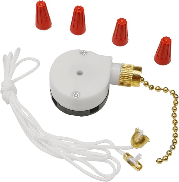 Zing Ear ZE-208s 3 Speed 4 Wire Ceiling Fan Pull Chain Switch Speed Controller - Brass Finish