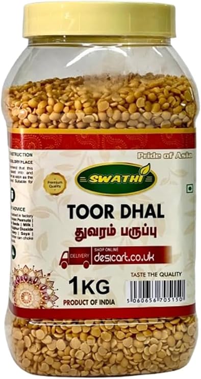 Swathi Toor Dal 1kg Split Pigeon Peas for Cooking Rich in Protein and Fiber Ideal for Lentil Soups and Curries Product from India Pack of 1