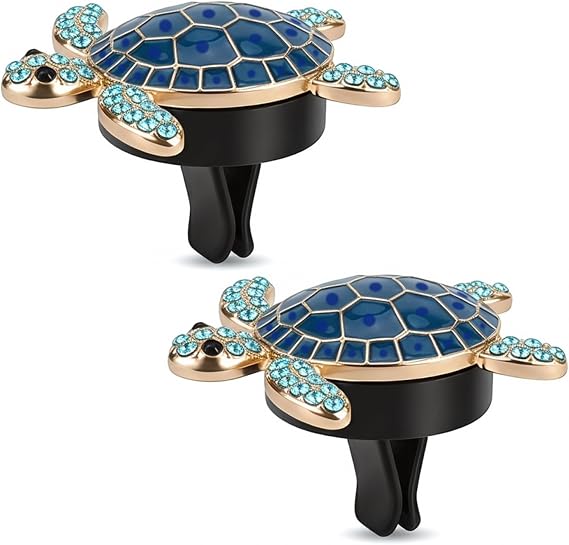 2Pcs Cute Sea Turtle Car Air Fresheners Vent Clip | Bling Diamond Car Accessories for Women, Funny Car Decorations Interior Aesthetic, Essential Car Gifts for Girls