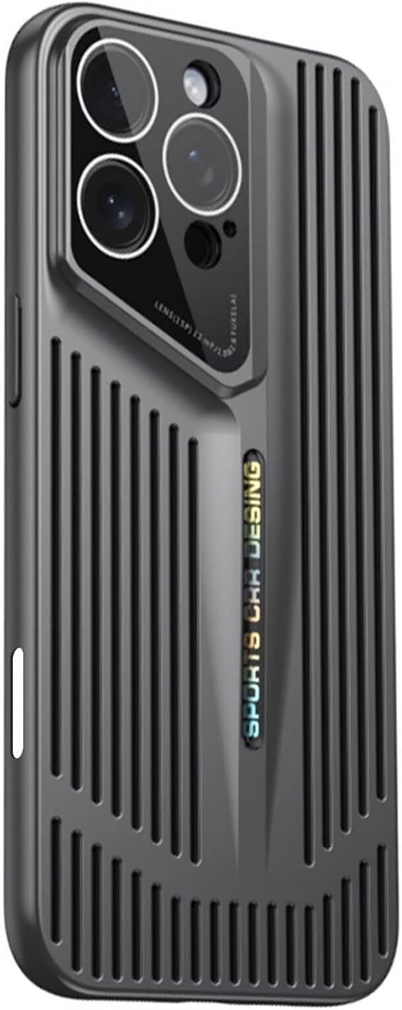 for iPhone 16 Pro Phone Case, Strip Heat Dissipation Hole Design [Military-Grade Protection] Electroplating Material Efficient Heat Dissipation Protective Cover 6.3" Black