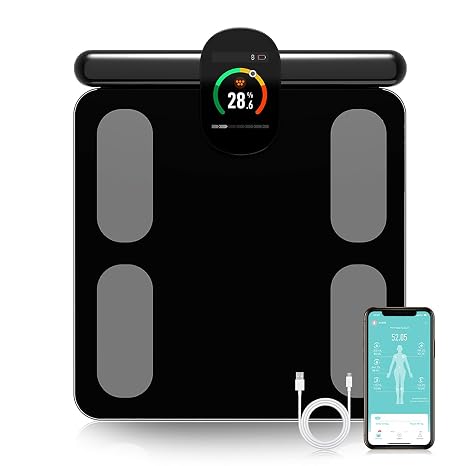 Smart Body Composition Scale with 8 Electrodes, Track 29 Health Metrics via App, 400lb Capacity for Home and Gym Use