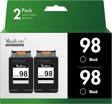 Valuetoner Remanufactured Ink Cartridge Replacement for HP 98 C9364WN for Officejet 150 100 6310 H470, PhotoSmart 2570 2575 8050 C4180 C4150, Deskjet 460 5940 D4145 D4155 Printer Black, 2 Pack