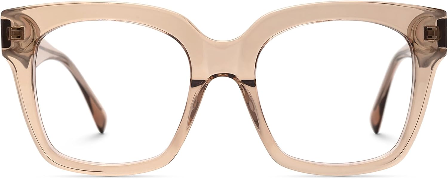 Zeelool Square Glasses Frames for Women, Acetate Eyeglasses Eyewear Frame with Clear Lens & Spring Hinges Willard ZJGA918675