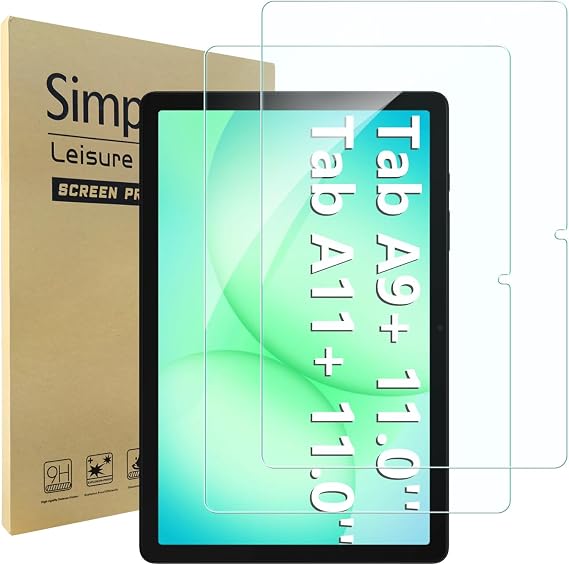 Simpeak 2-Piece Screen Protector Compatible with Samsung Galaxy Tab A11 Plus 11 inch 2025/ A9 Plus 11 inch 2023, Premium Tempered Glass Complet Bubble Free/HD/Anti-fingerprint