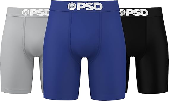 PSD Mens Underwear LA Blue Cotton Boxer Brief 3 Pack, M