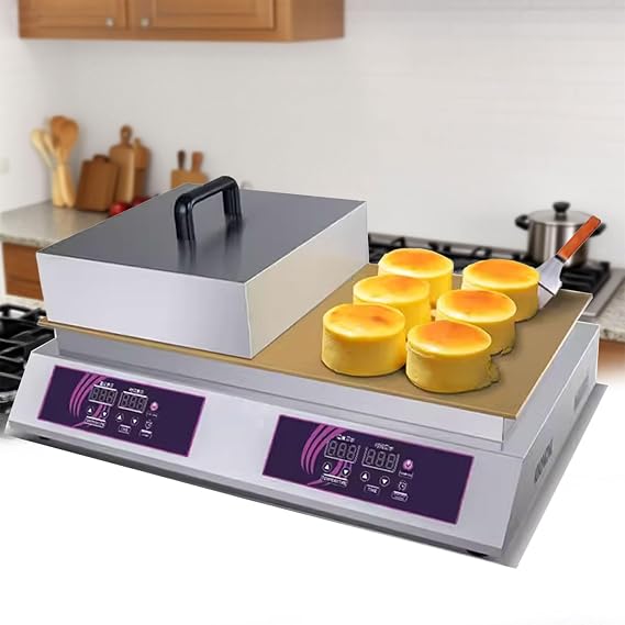 Souffle Machine,Japanese Souffle Pancake Maker, Pancake Maker,Commercial Electric Griddle,Stainless Steel,for Restaurants, DIY Delicacy Cafes Shops Doublehead