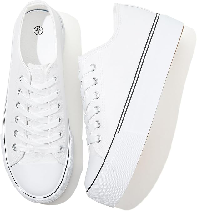 Rominz Women's Platform Sneakers PU Leather Tennis Shoes