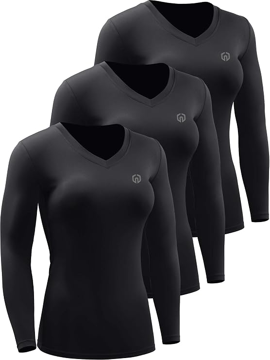 NELEUS Women's 3 Pack Compression Shirts Long Sleeve Yoga Athletic Running T Shirt