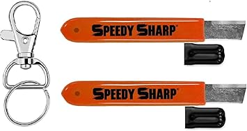 2 PACK Speedy Sharp Carbide Knife Sharpener, Key Chain & Hook Ring included Orange