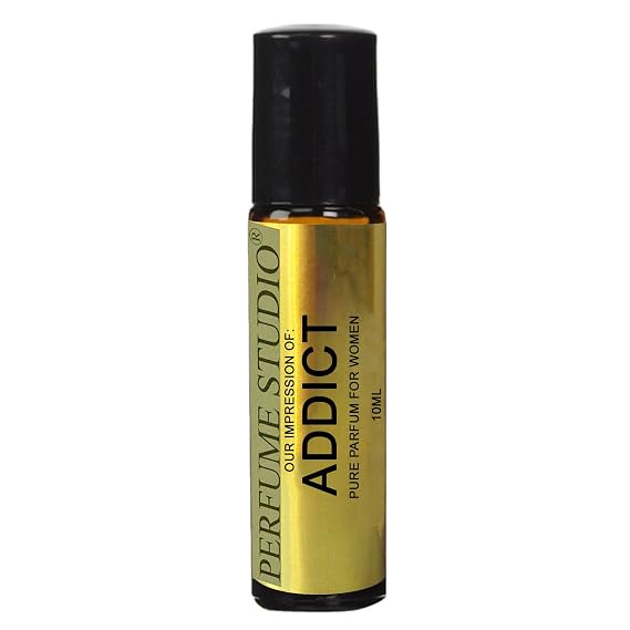 Perfume Studio IMPRESSION Oil Compatible with Addict Perfume for Women; 10ml Amber Glass Roll-On Bottle.