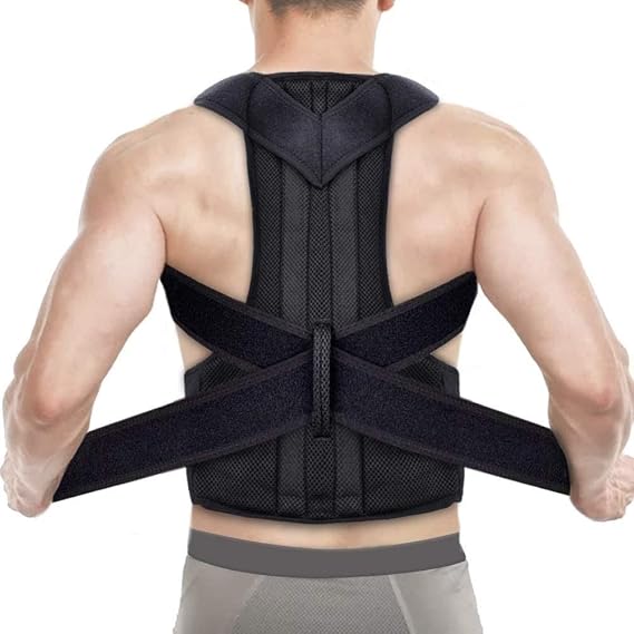 S-5XL Large Size Back Posture Corrector Spinal Support Adjustable Full Back Support Belt Men Women Shoulder Neck Clavicle Brace Teenager Student Hunchback Correction ( Color : Black , Size : XXL-ar