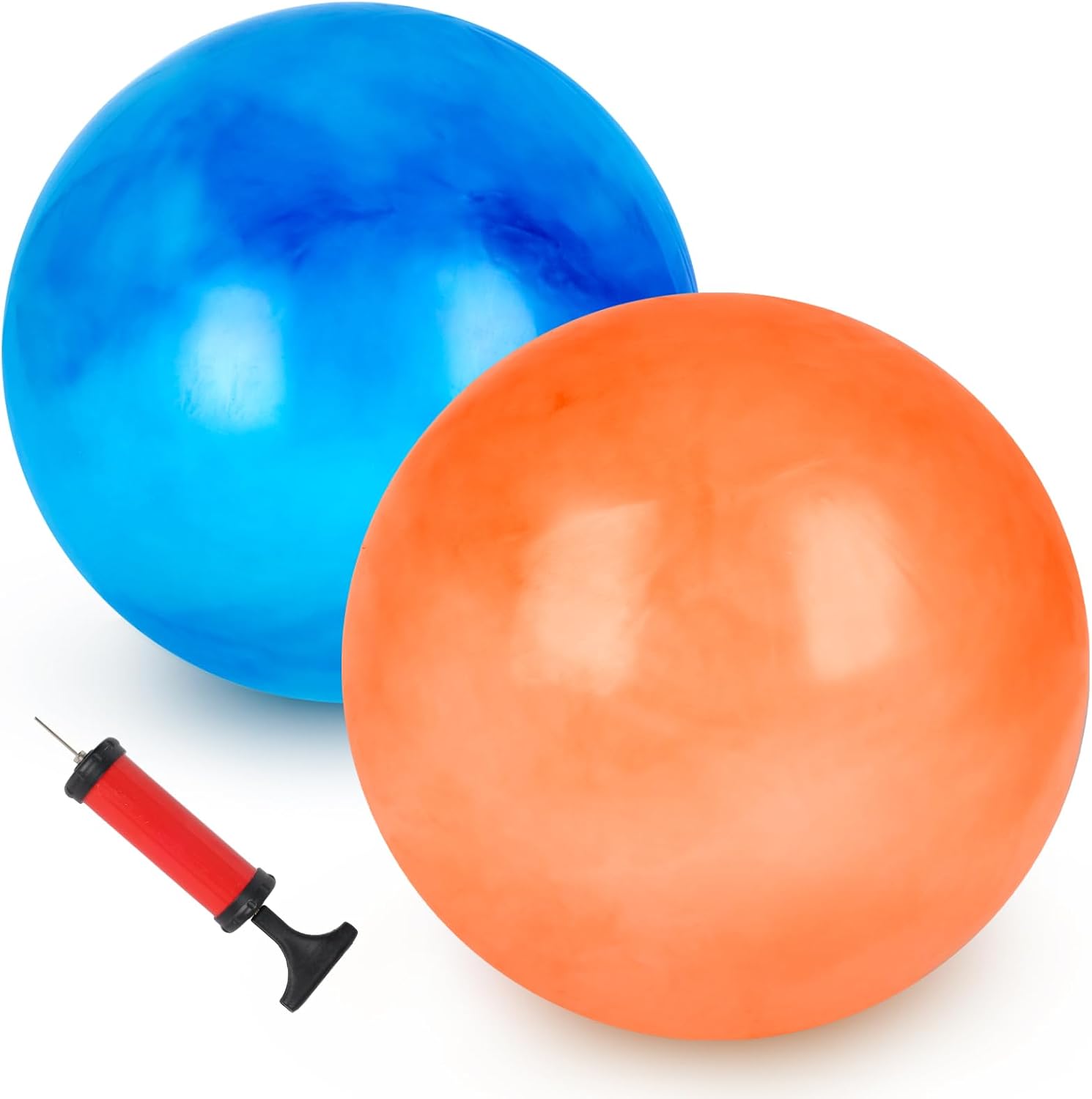 AMOR PRESENT 2PCS Bouncing Balls, 14in Marbleized Bouncy Rubber Inflatable Kick Game Balls for Kids